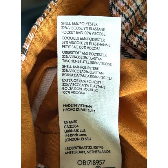 Free People Turning Point Barrel Leg Trousers Pants Neutral Combo Plaid Size 4 - Picture 12 of 14